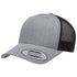 Custom Yupoong 6606 Retro Trucker Hat | Personalized Leather Patch Cap in heather grey/black - The Luua Company