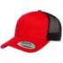 Custom Yupoong 6606 Retro Trucker Hat | Personalized Leather Patch Cap in red/black - The Luua Company