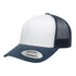Custom Yupoong 6606 Retro Trucker Hat | Personalized Leather Patch Cap in white/navy - The Luua Company