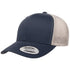Custom Yupoong 6606 Retro Trucker Hat | Personalized Leather Patch Cap in navy/silver - The Luua Company