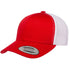 Custom Yupoong 6606 Retro Trucker Hat | Personalized Leather Patch Cap in red/white - The Luua Company