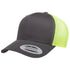 Custom Yupoong 6606 Retro Trucker Hat | Personalized Leather Patch Cap in charcoal/neon green - The Luua Company