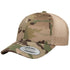 Custom Camo Yupoong 6606CA Trucker Hat | Personalized Leather Patch Camouflage Cap in Mutlicam Green/ Khaki -The Luua Company