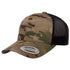 Custom Camo Yupoong 6606CA Trucker Hat | Personalized Leather Patch Camouflage Cap in Mutlicam Green/ Black -The Luua Company