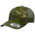 Custom Camo Yupoong 6606CA Trucker Hat | Personalized Leather Patch Camouflage Cap in Mutlicam Tropic/ Green