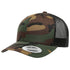 Custom Camo Yupoong 6606CA Trucker Hat | Personalized Leather Patch Camouflage Cap in Green Camo/ Black - The Luua Company