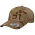 Custom Camo Yupoong 6606CA Trucker Hat | Personalized Leather Patch Camouflage Cap in Mutlicam Arid/ Tan - The Luua Company
