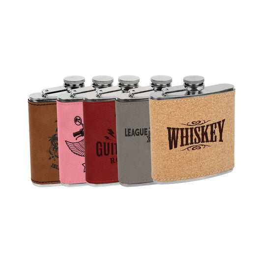 6 oz. Leatherette & Stainless Steel Flask with Custom Engraving - The Luua Company