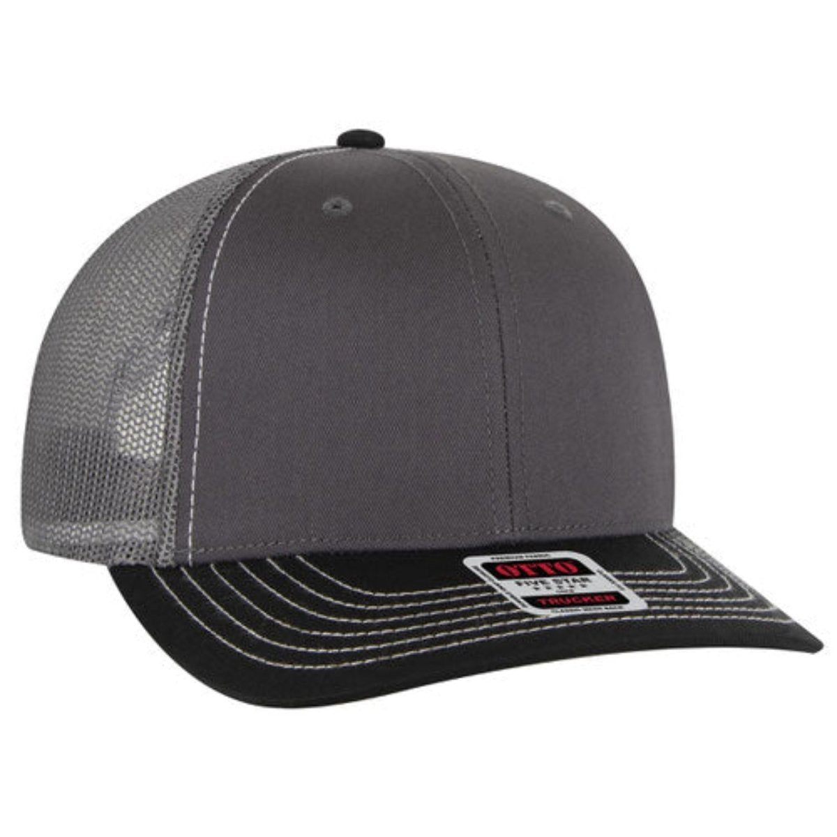 (6 pack) 112 Style - OTTO - 6 Panel Mid Profile Mesh Back Trucker Hat (SALE) - The Luua Company