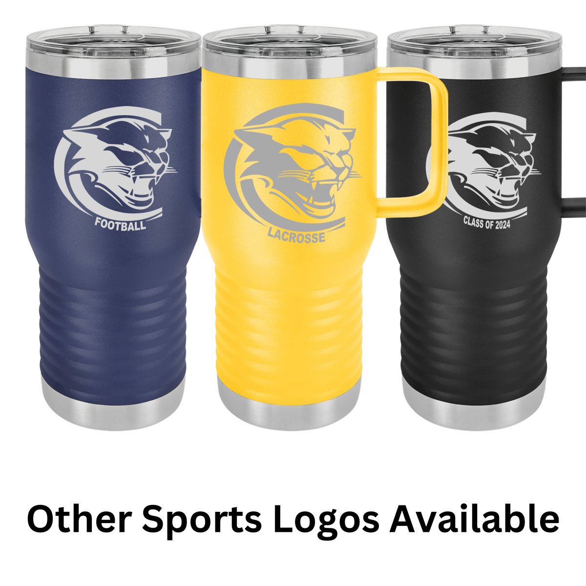 Croatan Cougars - 20 oz. Engraved Stainless Steel & Powder Coated Travel Mugs with Lid - The Luua Company