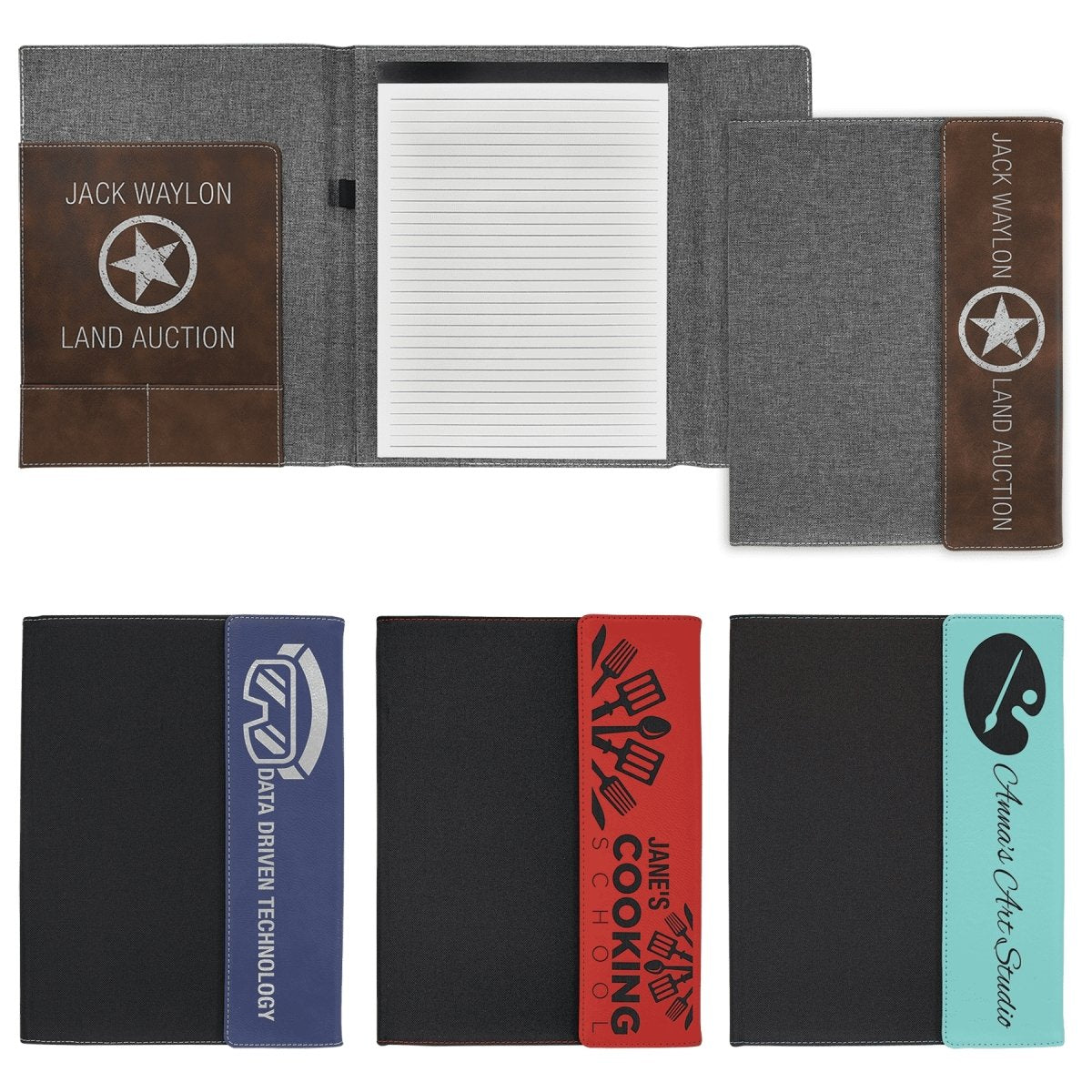 Customizable Leatherette & Canvas Portfolio with Notepad (9 1/2" x 12") - The Luua Company