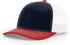 Custom Richardson 112 Trucker Hat | Leather Patch Hats - Navy/ White/ Red - The Luua Company